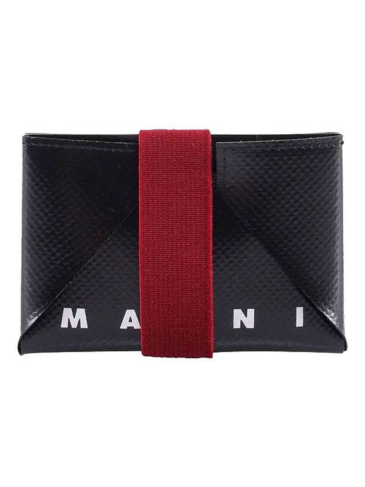 Origami White Logo Banded Card Holder Black Green - MARNI - BALAAN.