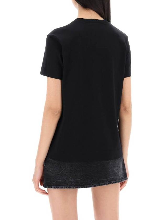 Embroidered Logo Cotton Short Sleeve T-Shirt Black - GIVENCHY - BALAAN 4