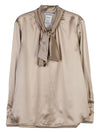 Tenebre Tie Neck Silk Satin Shirt Beige - MAX MARA - BALAAN 11