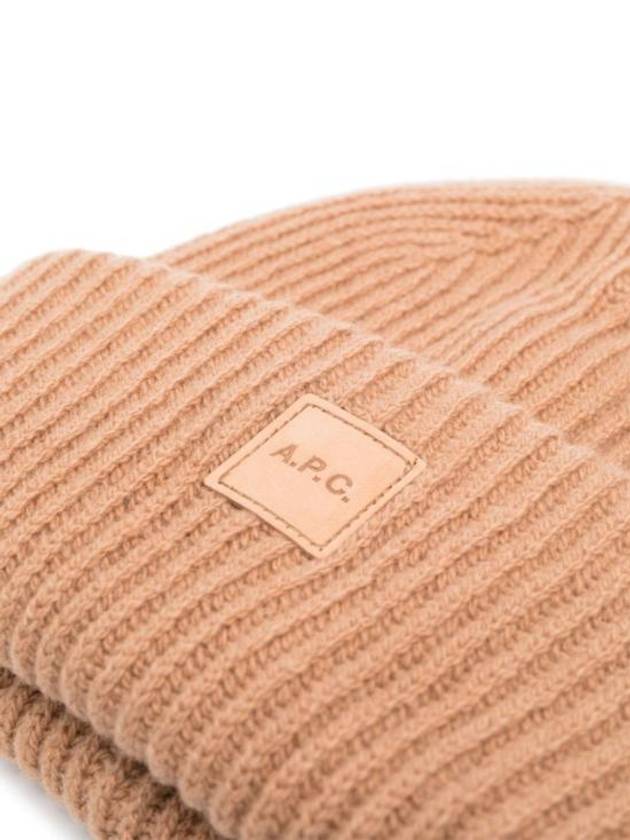 Logo Patch Wool Cashmere Beanie Camel - A.P.C. - BALAAN 3