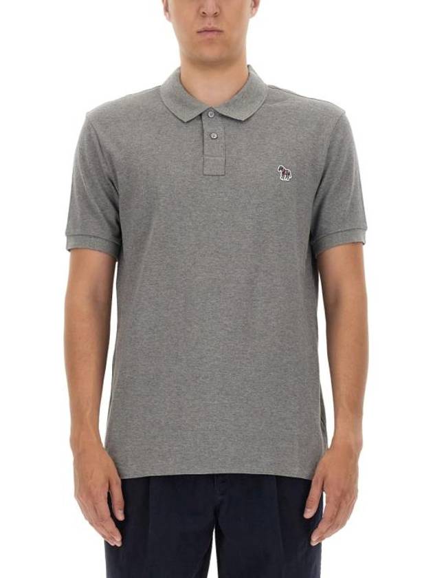 Regular Fit Zebra Logo Short Sleeve Polo Shirt Grey - PAUL SMITH - BALAAN 4