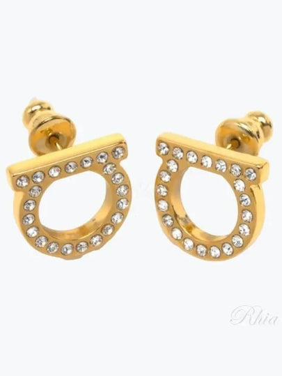 Gancini Crystal Large Earrings Gold - SALVATORE FERRAGAMO - BALAAN 2