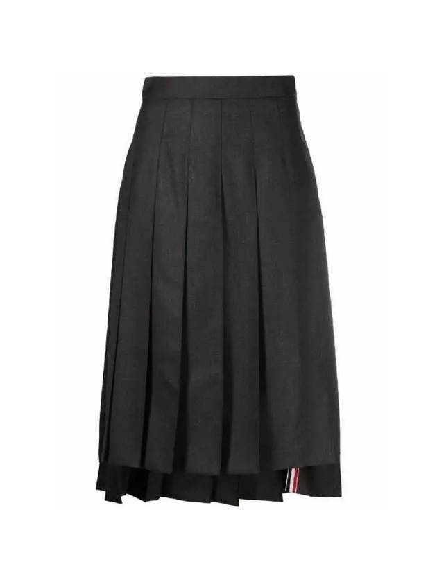 Super 120S Twill Below Knee Pleated Skirt Dark Grey - THOM BROWNE - BALAAN 2