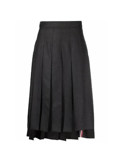 Super 120S Twill Below Knee Pleated Skirt Dark Grey - THOM BROWNE - BALAAN 2