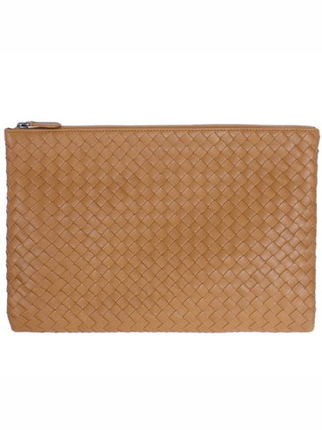 Men's Intrecciato Clutch Bag Camel - BOTTEGA VENETA - BALAAN 1