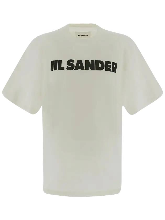 Men's Logo Printing Oversized Short Sleeve T-Shirt White - JIL SANDER - BALAAN 1