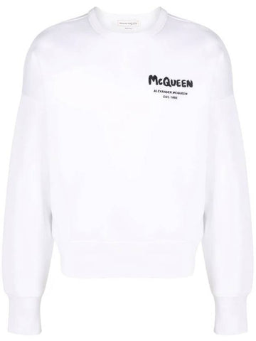 Graffiti Logo Print Sweatshirt White - ALEXANDER MCQUEEN - BALAAN 1