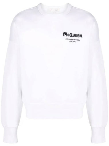 Graffiti Logo Print Sweatshirt White - ALEXANDER MCQUEEN - BALAAN 1