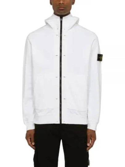 Wappen Patch Cotton Fleece Zip Up Hoodie White - STONE ISLAND - BALAAN 2