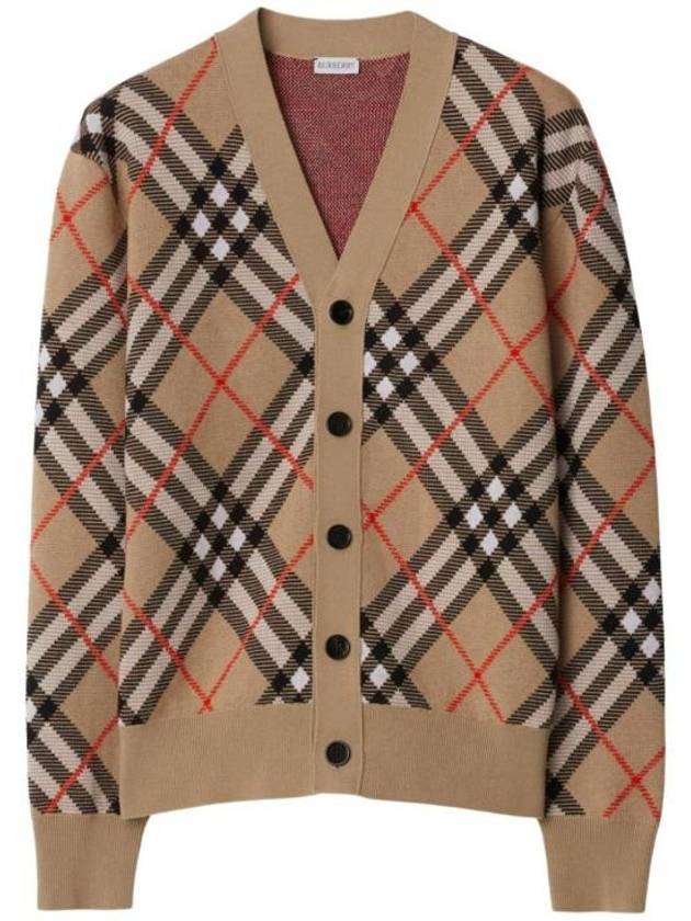 Check Wool Mohair Blend Cardigan Sand - BURBERRY - BALAAN 2