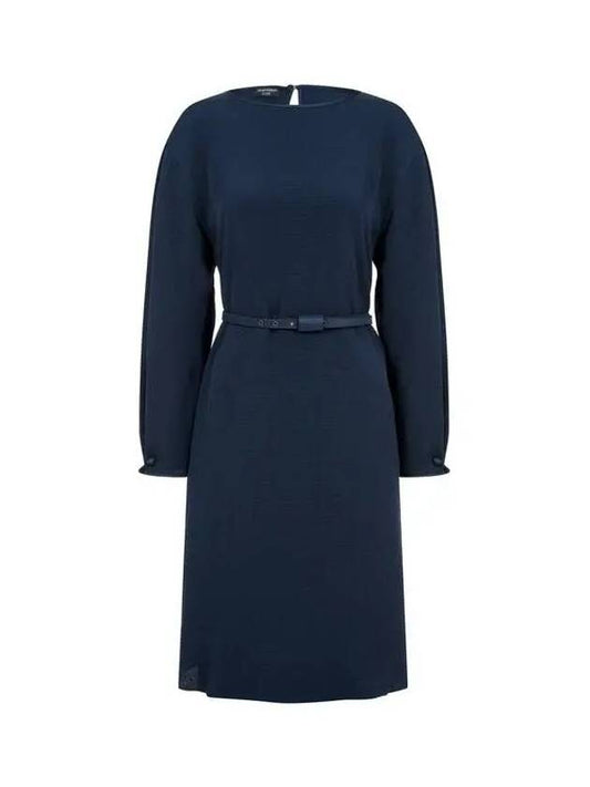 Armani Wonder Week 10 Women s Belted Long Sleeve Dress Navy 271781 - EMPORIO ARMANI - BALAAN 1