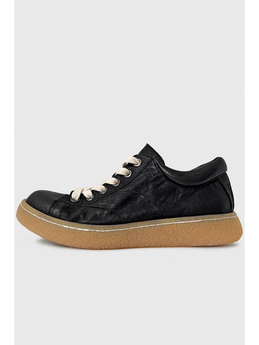 Men's Horse Leather Low Top Sneakers Black - GOLEMETH - BALAAN 2