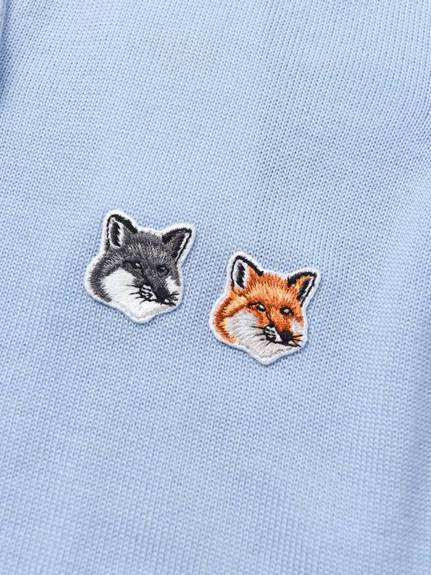 Double Fox Head Patch Round Neck Cardigan Pale Blue - MAISON KITSUNE - BALAAN 5