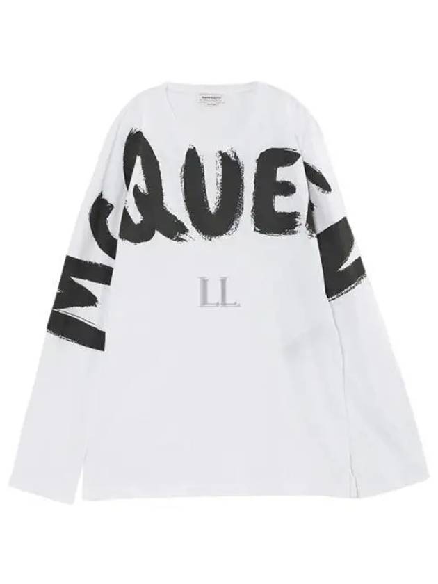 Men's Macro Graffiti Long Sleeve T-Shirt White - ALEXANDER MCQUEEN - BALAAN 2