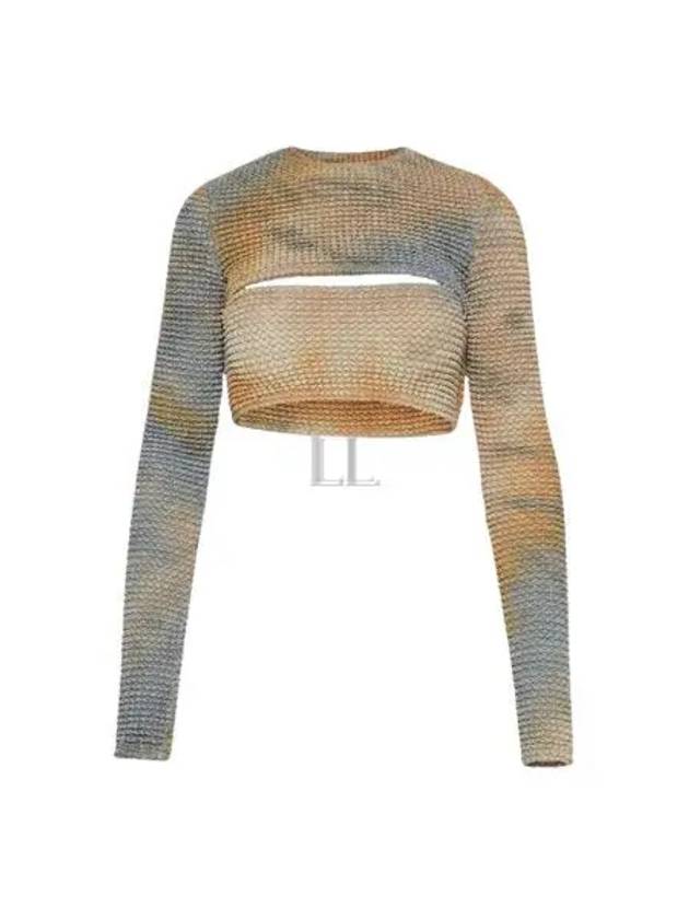 Double Tie-Dye Cut-Out Long Sleeve T-Shirt Camel - OFF WHITE - BALAAN 2