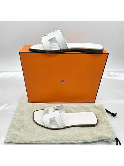 Oran Calfskin Slippers Blanc - HERMES - BALAAN 2