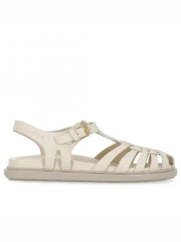 Leather Flat Sandals Beige - MARNI - BALAAN 2