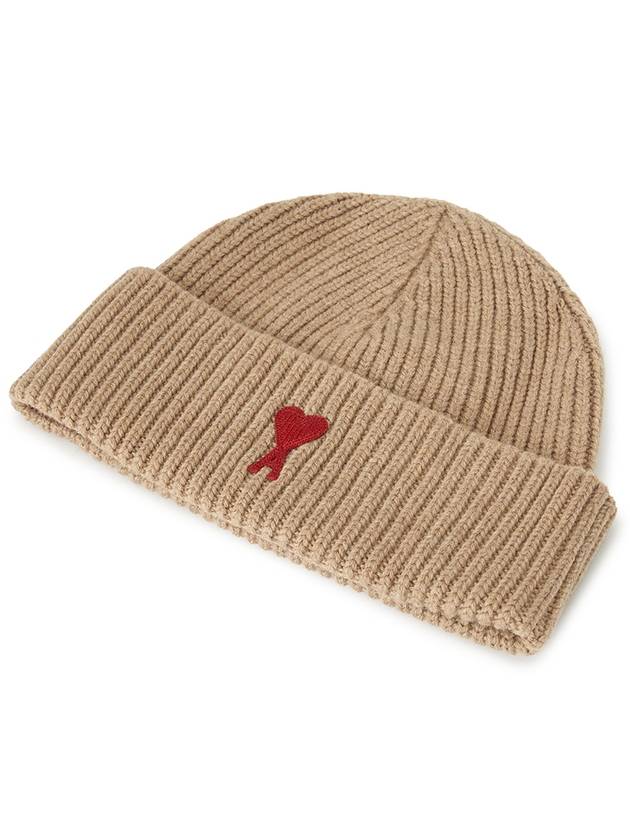 Logo Patch Merano Wool Beanie Camel - AMI - BALAAN 4