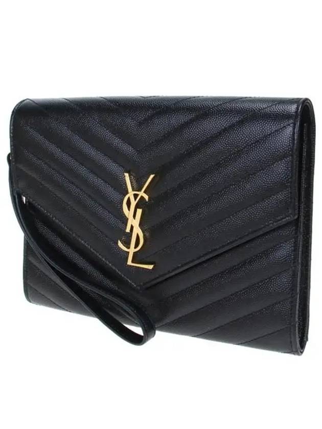 Grain De Poudre Cassandre Clutch Bag Black - SAINT LAURENT - BALAAN 3