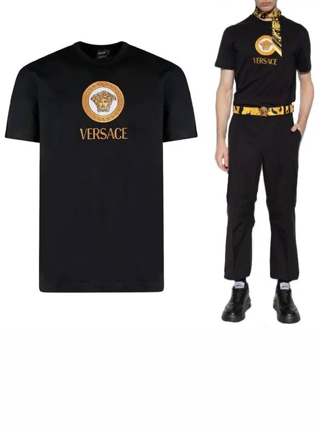 Embroidered Medusa Short Sleeve T-Shirt Black - VERSACE - BALAAN 2