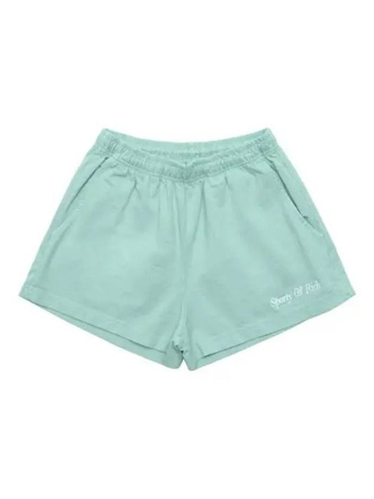 Embroidered Logo Cotton Shorts Mint - SPORTY & RICH - BALAAN 2