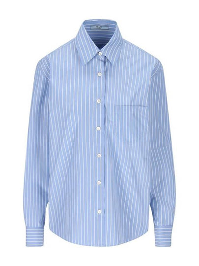 Striped Poplin Shirt Sapphire Blue - PRADA - BALAAN 2