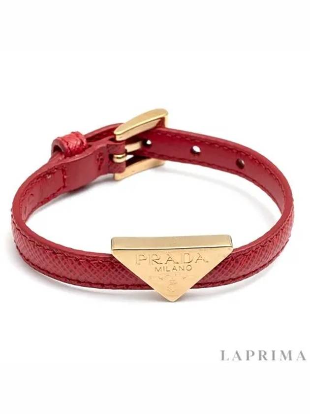gold triangle logo saffiano bracelet red - PRADA - BALAAN.