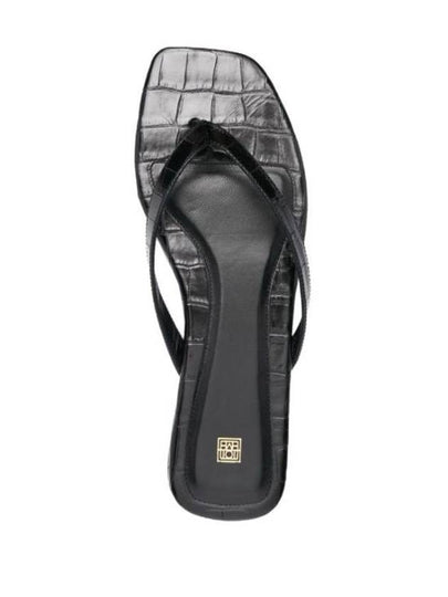 Square Toe Flip Flops Black - TOTEME - BALAAN 2