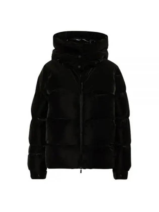 Black logo patch hooded short down jacket women's padding 195513 - MONCLER - BALAAN 1