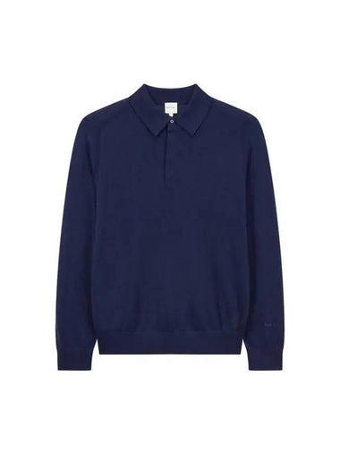 Long sleeve wool polo knit navy - PAUL SMITH - BALAAN 1