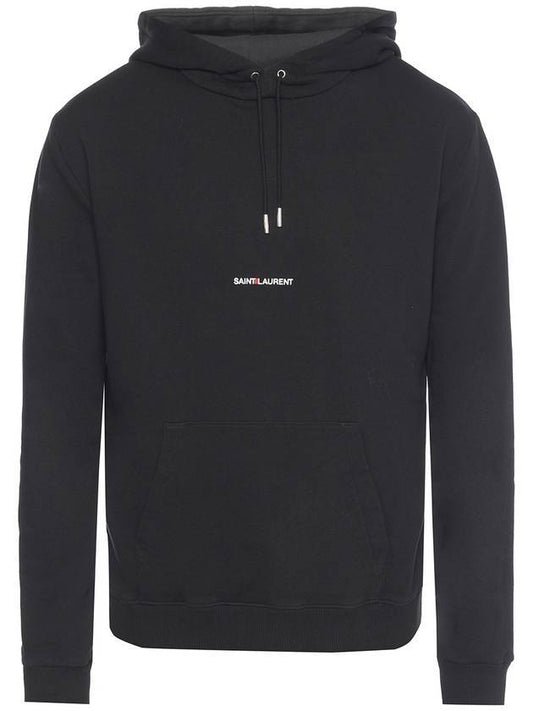 Men's Chest Small Logo Hoodie Black - SAINT LAURENT - BALAAN 1