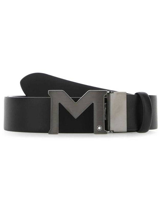M Buckle 35mm Leather Belt Black - MONTBLANC - BALAAN 1