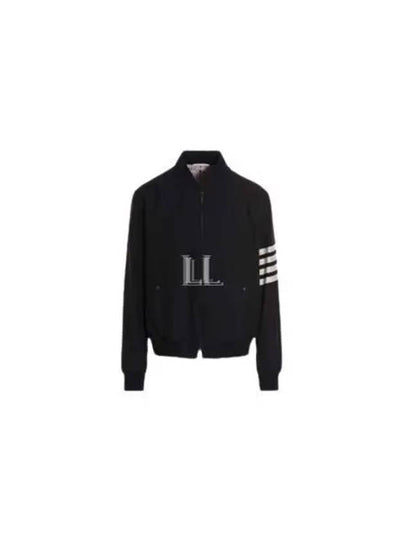 Diagonal Striped Knit Rib Blouson Bomber Jacket Navy - THOM BROWNE - BALAAN 2