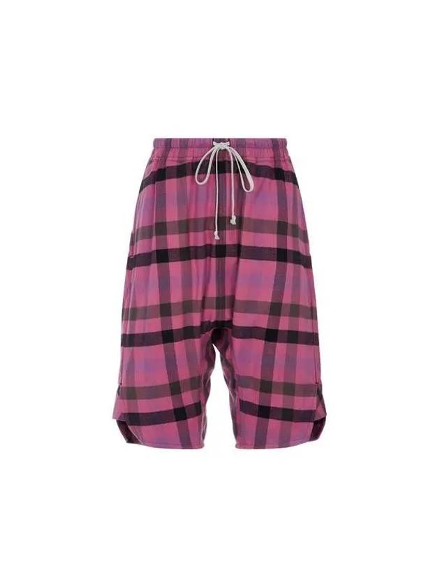 MEN Check Flannel Baggy Shorts Royal Purple - RICK OWENS - BALAAN 1