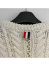 diagonal merino wool cable relaxed knit top white - THOM BROWNE - BALAAN.