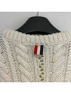 Women's Merino Wool Aran Cable Relaxed Knit Top White - THOM BROWNE - BALAAN 6