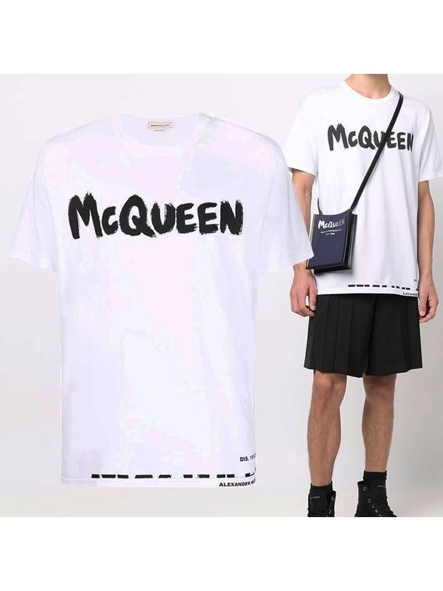 Graffiti Logo Short Sleeve T-Shirt White - ALEXANDER MCQUEEN - BALAAN.