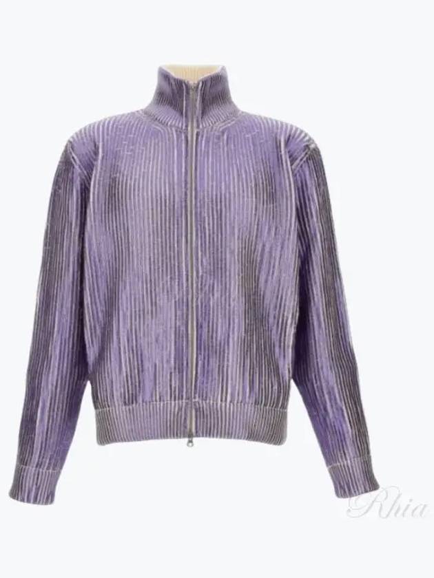 High Neck Zipper Ribbed Cotton Cardigan Purple - MAISON MARGIELA - BALAAN 2