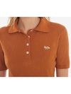 Fine Ribbed Polo Shirt Tobacco - MAISON KITSUNE - BALAAN 5