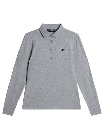 Flor Logo Polo Long Sleeve T-Shirt Medium Grey Melange - J.LINDEBERG - BALAAN 2