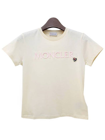 Kids Logo Embroidered Short Sleeve T Shirt 12Y 14Y White 8C00005 83907 050 - MONCLER - BALAAN 1