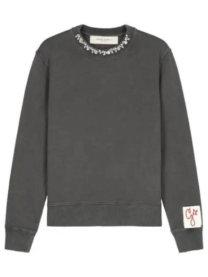 Crystal Decorated Crew Neck Sweatshirt Grey - GOLDEN GOOSE - BALAAN 2