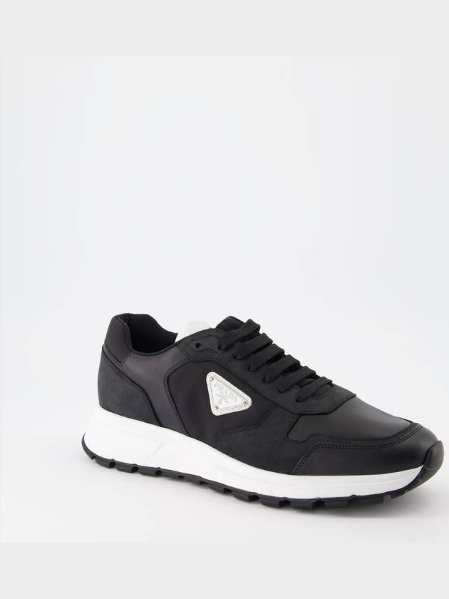 Nubuck Nylon Low Top Sneakers Black - PRADA - BALAAN 3