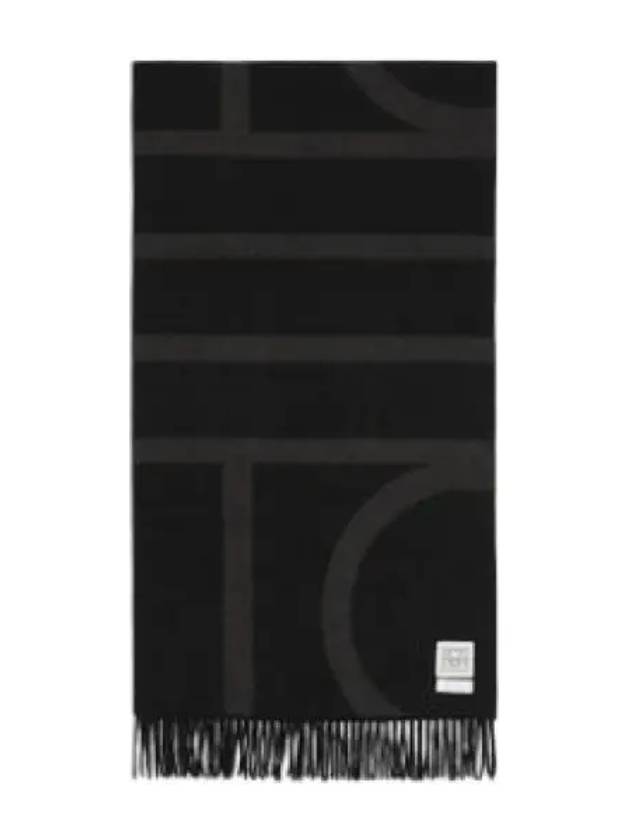 Monogram Jacquard Wool Muffler Charcoal Melange Scarf - TOTEME - BALAAN 1