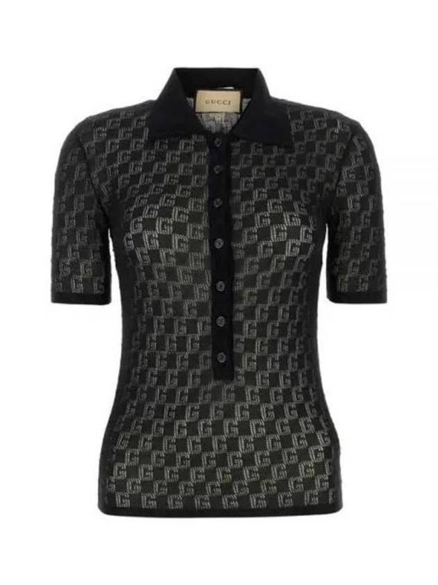 GG Cotton Silk Blend Polo Shirt Black - GUCCI - BALAAN 2