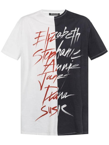 over-fit asymmetric printing T-SHIRT - BALMAIN - BALAAN 1