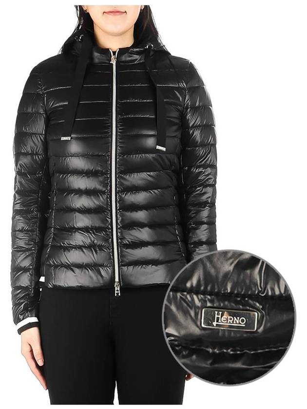 Women's Lightweight Hooded Short Padded Jacket Black - HERNO - BALAAN 2