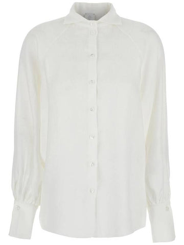 White Classic Collar Shirt In Viscose Blend Woman - ELEVENTY MILANO - BALAAN 1