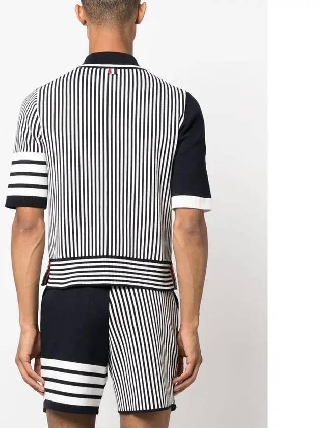 Fun Mix 4 Bar Stripe Polo Shirt Navy - THOM BROWNE - BALAAN 6