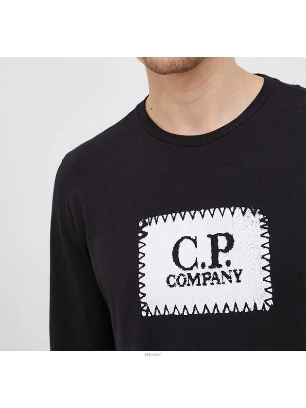 Men's Embroidery Logo Print Long Sleeve T-Shirt Black - CP COMPANY - BALAAN 4